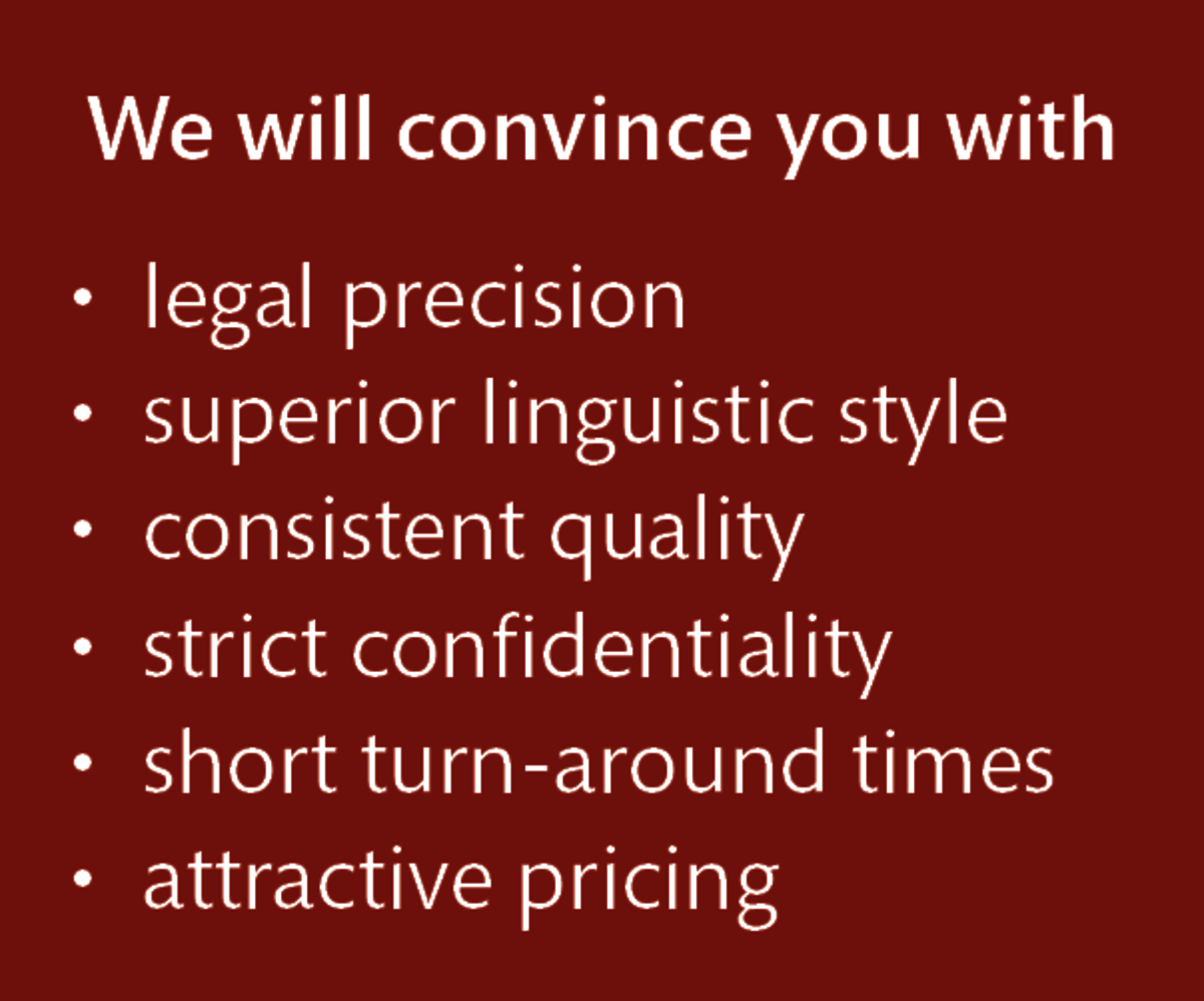 LT Lawtank - Legal translation - legal precision, superior linguistic style, consistent quality, strict confidentiality, short turn-around times, attractive pricing