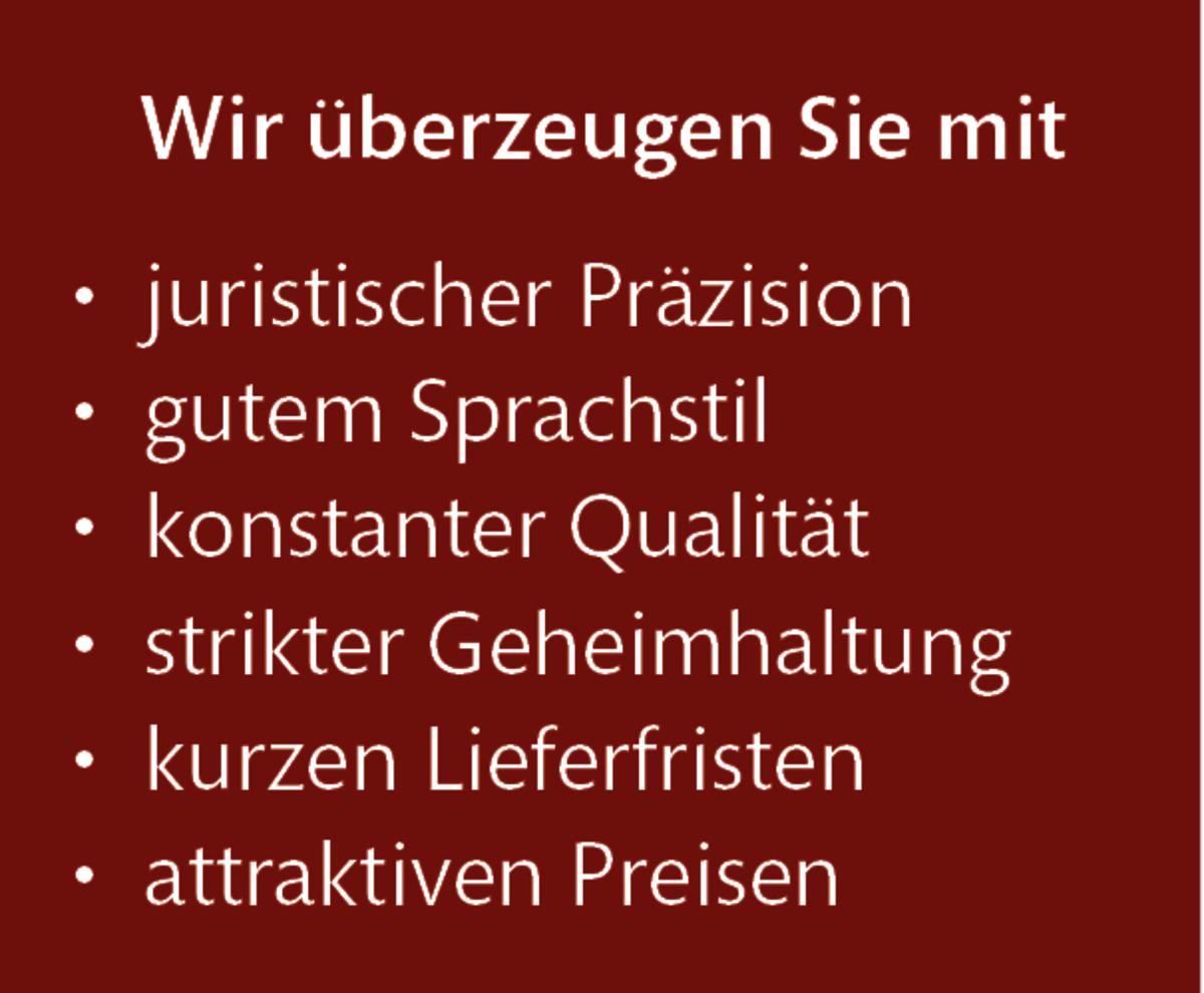 LT Lawtank - Juristische Übersetzungen mit juristischer Präzision, gutem Sprachstil, konstanter Qualität, strikter Geheimhaltung, kurzen Lieferzeiten, attraktiven Preisen