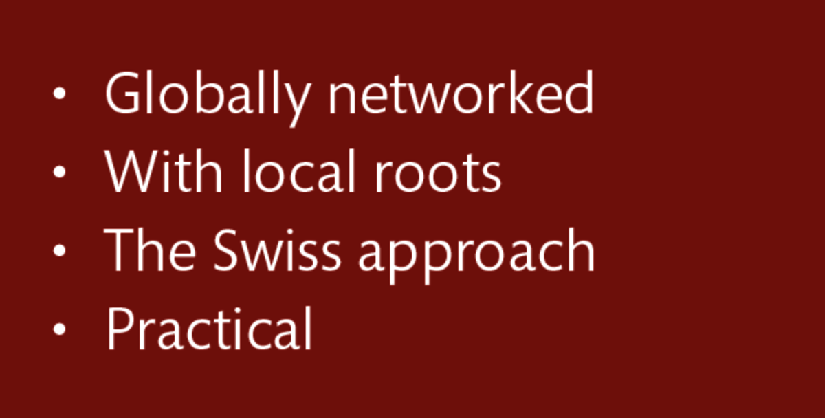 LT Lawtank - Globally networked, With local roots, The Swiss approach, Practical 